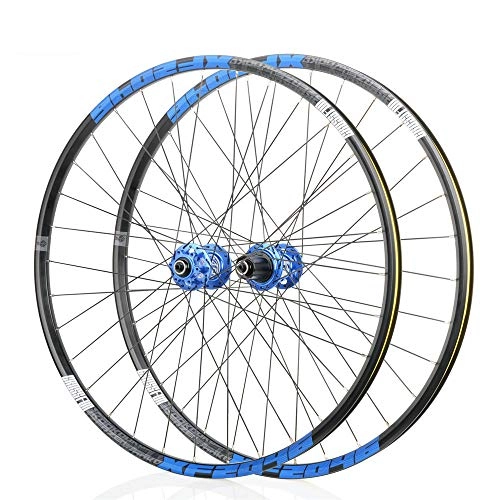 Mountain Bike Wheel : CHUDAN Mountain Bike Wheels, Bicycle Wheelset 26 / 29 / 27.5 Inch Front Rear Wheelset Double-Walled MTB Rim Fast Release Disc Brake 32Holes 4 Palin 8-11 Speed, Blue, 26in