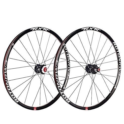 Mountain Bike Wheel : CHUDAN MTB Bicycle Wheelset, 26 / 27.5" Ultra-Light Bicycle Wheels Aluminum Alloy Double Wall Rims V-Brake Disc Brake Quick Release Palin Bearing 9 / 10 / 11 Speed, Black, 27.5in