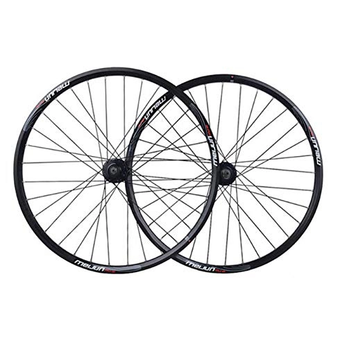 Mountain Bike Wheel : CNCBT Mountain Bike Wheelset, 26 Inch Bicycle Wheel (Front + Rear) 32-Hole Bicycle Wheel Aluminum Alloy Wheel with Original Quick Release And Tire Pads, Black