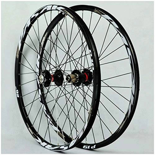 Mountain Bike Wheel : Components 26 27.5 Inch Mountain Bike Wheel Double Layer Alloy Rim Disc Brake Bicycle Wheelset MTB 32H 7-11speed Cassette Hubs Sealed Bearing QR Schrader Valve (Color : Black, Size : 29inch)