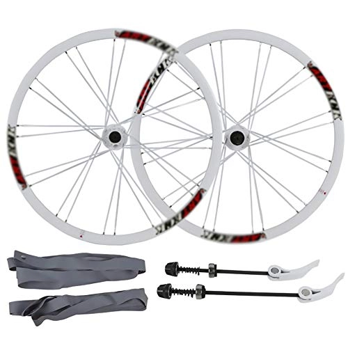 Mountain Bike Wheel : Coool 26 Inches White Bicycle Wheel Set with Flat Spokes 100mm Front Wheel 135mm Rear Wheel for Disc Brake Mountain Bike