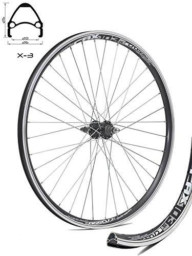 Mountain Bike Wheel : Crosser wheel X-3, hub JoyTech central locking, only for disc brakes, for all mountain bikes and cross-country bikes, silver spokes, grey, 26 inches