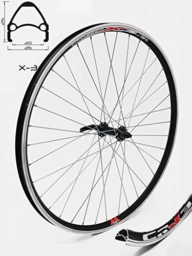 Mountain Bike Wheel : Crosser wheel X-3, hub JoyTech central locking, only for disc brakes, for all mountain bikes and cross-country bikes, silver spokes, grey, 28