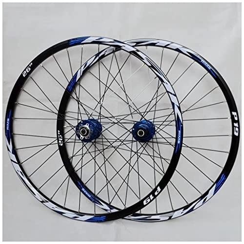 Mountain Bike Wheel : cvhtroe Aluminum Alloy Mountain Wheels 26 / 27.5 / 29 Inch Double Wall Cycling Rim Disc Brake MTB Wheelet for 7 / 8 / 9 / 10 / 11 Speed Blue