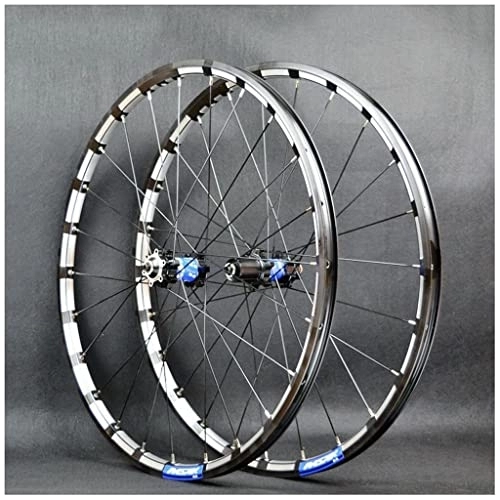 Mountain Bike Wheel : cvhtroe Aluminum Alloy MTB Bike Wheelset 26 / 27.5 / 29 Inch, Double Wall 24 Holes Quick Release Mountain Rim Wheels for 7-11 Speed Disc Black