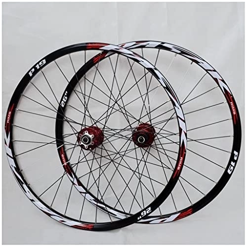 Mountain Bike Wheel : cvhtroe Mountain Bike Wheels 26 / 27.5 / 29 Inch, Double Wall Aluminum Alloy Cycling Rim Disc Brake MTB Wheelet for 7 / 8 / 9 / 10 / 11 Speed Red