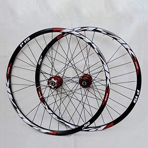 Mountain Bike Wheel : CWYP-MS Mountain Bike Wheel Set 32 Steel ​​holes 26" / 27.5" / 29" Bicycle Wheel Set Bearing Disc Brake Quick Release Cassette Flywheel Red Drum+Red Sign(Front Wheel + Rear Wheel) (Size : 29in)