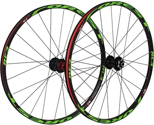 Mountain Bike Wheel : Cycle Wheel 26 / 27.5 Inch Mountain Bike Wheels, MTB Bike Wheel Set Disc Rim Brake 8 9 10 11 Speed Sealed Bearings Hub Hybrid Bike Touring (Color : Green, Size : 27.5inch)