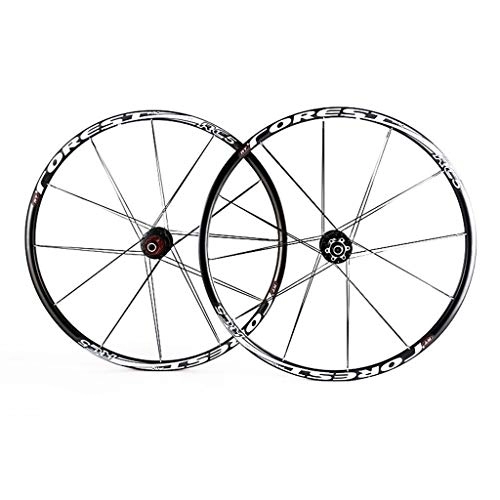 Mountain Bike Wheel : Cycling 26 27.5 inch Bike Wheelset, Double Wall MTB Rim Disc Brake QR 24H 7 8 9 10 11 Speed (Color : White, Size : 27.5inch)