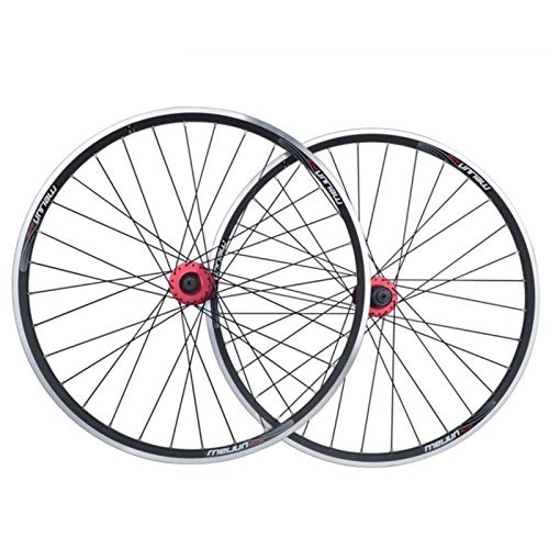 Mountain Bike Wheel : Cycling Wheels, 32 Holes Quick Release Disc Brake V Brake Wheel Set 26 Inch Mountain Bike Aluminum Alloy Wheels (Color : Black)