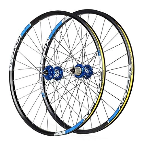 Mountain Bike Wheel : Cycling Wheels For 26 27.5 29 Inch Mountain Bike Wheelset, Alloy Double Wall Quick Release Disc Brake Compatible 8-11 Speed, Blue, 26inch
