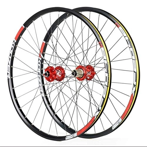 Mountain Bike Wheel : Cycling Wheels For 26 27.5 29 Inch Mountain Bike Wheelset, Alloy Double Wall Quick Release Disc Brake Compatible 8-11 Speed, Red, 29inch