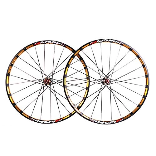 Mountain Bike Wheel : Cycling Wheels for 26 27.5 Inch Mountain Bike Wheelset, Alloy Double Wall Disc Brake Compatible 7-11 Speed, Red, 26