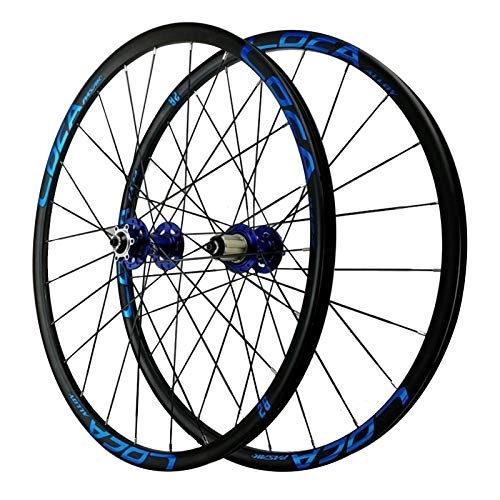 Mountain Bike Wheel : Cycling Wheels, Mountain Bike Quick Release Wheel Six Nail Disc Brake Wheel Aluminum Alloy Ultralight Rim (Color : Blue hub, Size : 26in)