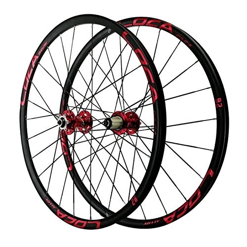 Mountain Bike Wheel : Cycling Wheels, Mountain Bike Quick Release Wheels 4 Bearing Disc Brake 24-hole Flat Bar Cycling Wheelsets (Color : Red, Size : 26inch)