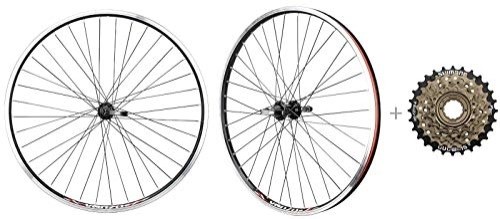 Mountain Bike Wheel : CyclingDeal Bicycle Mountain Bike 26 inch Double Wall Rims MTB Wheelset 26" 6 Speed with Compatible with Shimano MF-TZ500-6 14-28T Freewheel - Front & Back Wheels