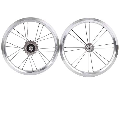 Mountain Bike Wheel : Demeras 14in Bike Wheelset Bicycle Wheelset V Brake Mountain Bike Wheelset Carbon Fiber Hub(Silver)