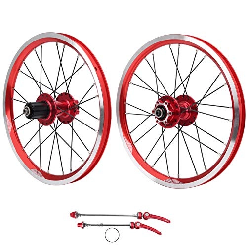 Mountain Bike Wheel : Deror Bike Wheelset Mountain Bike Wheelset 16in 305 Disc Brake 11 Speed 6 Nail Bearing Compatible for V brake(RED)