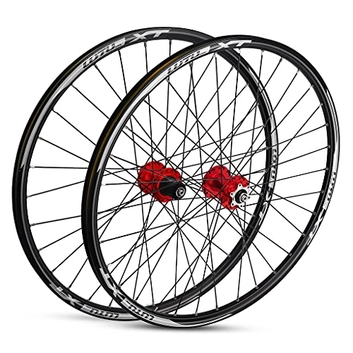 Mountain Bike Wheel : Disc Brake MTB Bicycle Wheelset For 7-11 Speed 26 27.5 29 Inch Mountain Bike Wheel Quick Release Hub Rim Sealed Bearing 32H (Color : Red, Size : 26INCH)