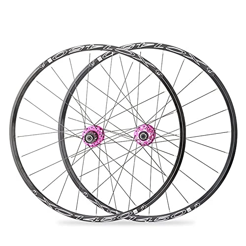 Mountain Bike Wheel : DSMGLSBB Mountain Bike Wheelset, 26 / 27.5 Inch Bicycle Wheel, Double Walled Aluminum Carbon Hub, Quick Release Disc Brake, 8-11 Speed Cassette, Front And Rear Wheels, Purple, 27.5