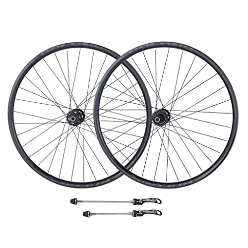 Mountain Bike Wheel : DYSY MTB Bicycle Wheelset Tubeless 26 27.5 29 Inch, Aluminum Alloy Mountain Bike Sealed Bearings Hub QR 9mm 32 Hole Disc Brake For 7 / 8 / 9 / 10 / 11 Speed (Color : Black, Size : 27.5 inch)