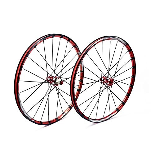 Mountain Bike Wheel : FDSAA 26inch / 27.5inch Mountain Bike Wheelset Quick Release Disc Brakes MTB Bicycle Wheels Fit 7 / 8 / 9 / 10 / 11 Speed Flywheel (Color : Black+Red, Size : 27.5inch)