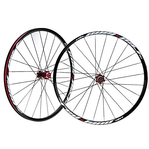 Mountain Bike Wheel : Fieuocs 26'' 24H Disc Brake Bike Wheel Mountain Bicycle MTB Bike Wheelset Hubs, I can Make it (Color : Red)