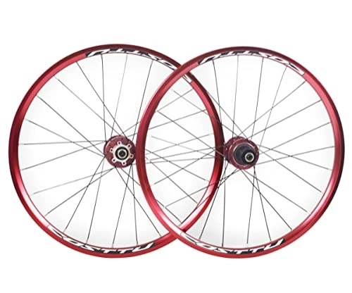 Mountain Bike Wheel : Foldable Bike Wheels 20 Inch 451mm MTB BMX Wheelset Disc Brake Wheels 24 / 24 Holes Rim Quick Release Hub QR 100 / 135mm 7 / 8 / 9 / 10 / 11 Speed Cassette (Color : 451 Red)