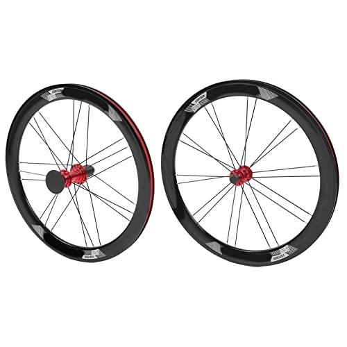 Mountain Bike Wheel : FOLOSAFENAR Mountain Cycling Wheels, Red Hub Flexible Stable Bicycle Wheelset Black Spoke for Cycling for Outdoor for Replacement
