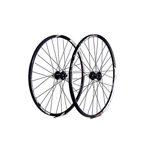 Mountain Bike Wheel : FREEDOH 26 / 27.5 Inch 28 Holes Mountain Bike Wheel MTB Bike Quick-Release Wheelset Aluminum Double Layer Rims Front 2 Rear 4 Bearings Compatible 7 / 8 / 9 / 10 / 11 Speed, Black, 26inch