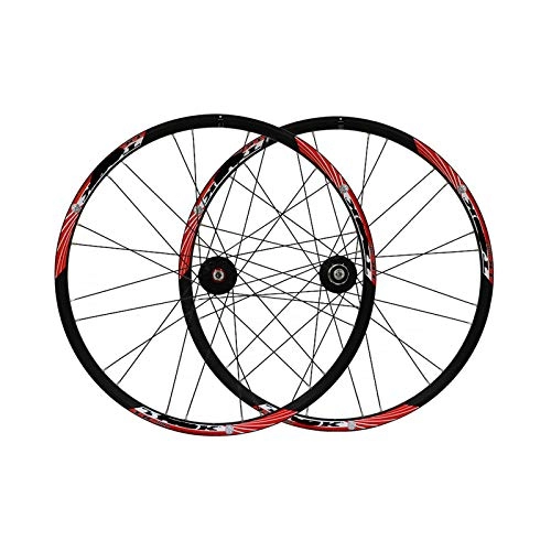 Mountain Bike Wheel : FREEDOH 26 Inch, Mountain Bike Wheelset (front / rear), Mtb Bike Quick-release Rims, 24 Holes, Aluminum Alloy Double-layer Rim, Disc Brake, Support 7 / 8 / 9 Speed Cassette Flywheel, Red, 26inch