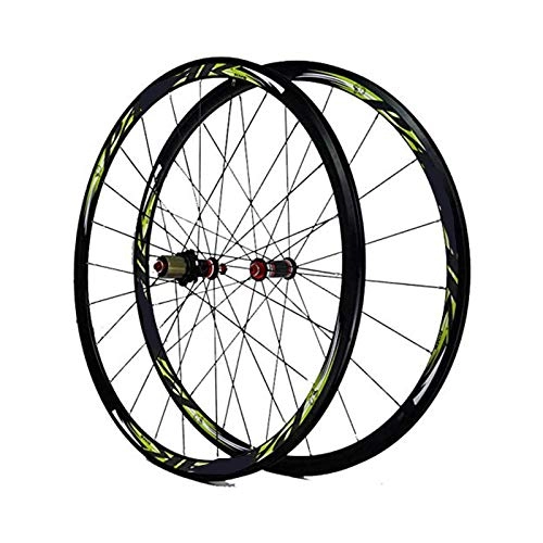 Mountain Bike Wheel : FREEDOH 700C Road Bike Wheel Mountain Bike Rims 7075 High Strength Double Wall Aluminum Alloy Carbon Fiber Flower Drum V / C Brake Compatible 7 / 8 / 9 / 10 / 11 Speed, Green