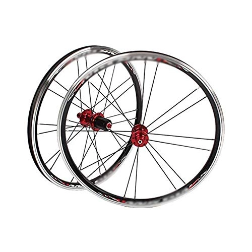 Mountain Bike Wheel : FREEDOH Mountain Bike Wheel 20 Inch MTB Bike Rims Rim (C / V) Brake Aluminum Alloy Hub Front 2 Rear 5 Sealed Bearings for 7 / 8 / 9 / 10 Speed Cassette Flywheel, Red, 451