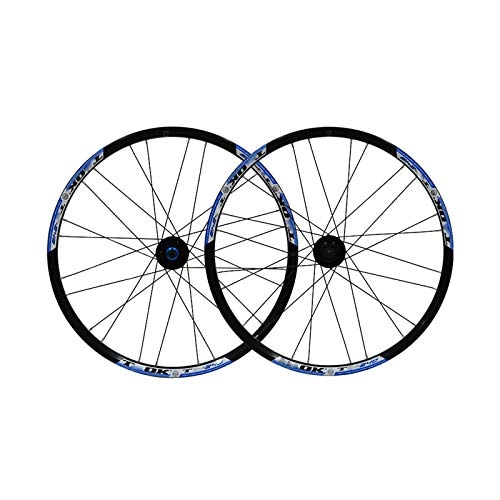 Mountain Bike Wheel : FREEDOH Mountain Bike Wheel 24 Inch 24 Holes MTB Bike Quick-Release Rims Double-Walled Aluminum Alloy Cassette Flywheel Disc Brakes Rims Compatible 7 / 8 / 9 Speed, Blue B