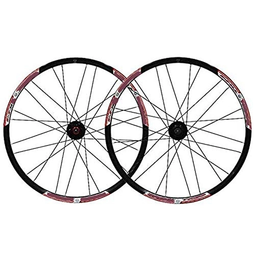 Mountain Bike Wheel : FREEDOH Mountain Bike Wheel 24 Inch 24 Holes MTB Bike Quick-Release Rims Double-Walled Aluminum Alloy Cassette Flywheel Disc Brakes Rims Compatible 7 / 8 / 9 Speed, Red B