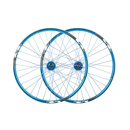 Mountain Bike Wheel : FREEDOH Mountain Bike Wheel 26 Inch 32 Holes MTB Bike Quick-Release Rims Double Aluminum Alloy Rim Front 2 After 4 Bearings Compatible 7 / 8 / 9 / 10 Speed, Blue, 26inch