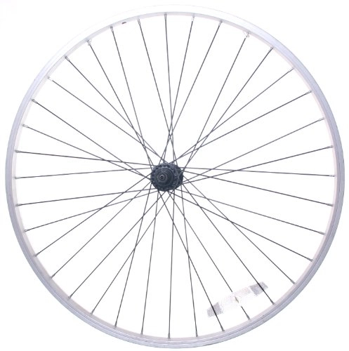 Mountain Bike Wheel : FRONT 26" QUICK RELEASE Bike Bicycle WHEEL, SILVER ALLOY RIM, BLACK SPOKES