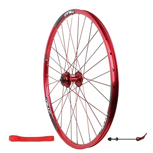 Mountain Bike Wheel : Front Bicycle Wheel 26" Disc Brake Mountain Cycling Wheels ball hub Aluminum Alloy Double Wall Rims Fit 7 8 9 10 Speed Freewheels (Color : Red, Size : 26 inch)
