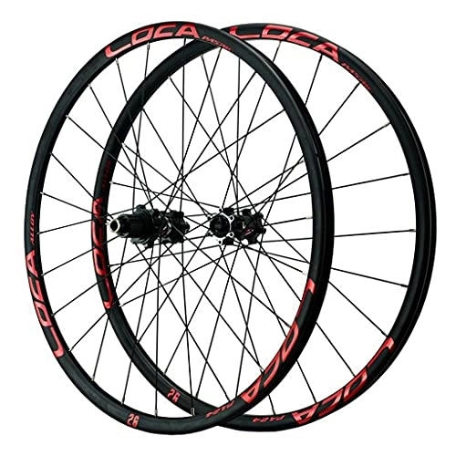 Mountain Bike Wheel : GAOZHE 26" / 27.5" / 29" MTB Bike Front and Rear Wheel Set Disc Brake Mountain Bicycle Wheelset Ultralight Alloy Rim Thru Axle 24 Holes 12 Speed (Color : Red, Size : 26in)