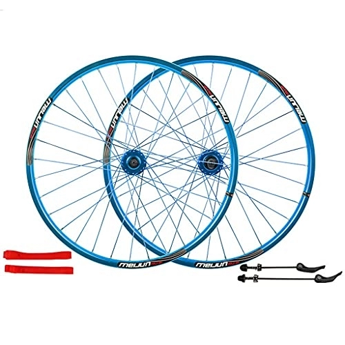 Mountain Bike Wheel : GAOZHE 26 In Mountain Bike Wheelset Quick Release 32 Holes Double-Walled Light-Alloy Rims Disc Brake Bicycle Wheel (Front + Rear) 7 / 8 / 9 / 10 Speed Cassette (Color : Blue, Size : 26in)
