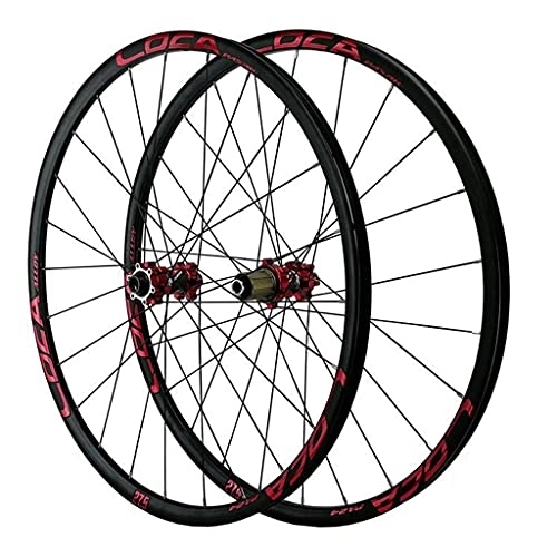 Mountain Bike Wheel : GAOZHE MTB Bicycle Wheelset 26 / 27.5 / 29 in for Mountain Bike Ultralight Alloy Rim Disc Brake for 8 9 10 11 12 Speed Card Hub Sealed Bearing Thru Axle 24 Holes (Color : Red-2, Size : 27.5in)