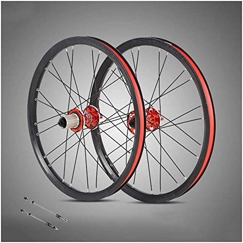 Mountain Bike Wheel : GDD Cycle Wheel 20-inch mountain bike wheel set, 24-hole double wall mountain bike rim, hybrid quick release disc brake, aluminum alloy bicycle wheel