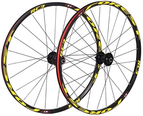 Mountain Bike Wheel : GDD Cycle Wheel 26 / 27.5 Inch Mountain Bike Wheels, MTB Bike Wheel Set Disc Rim Brake 8 9 10 11 Speed Sealed Bearings Hub Hybrid Bike Touring (Color : Yellow, Size : 26inch)