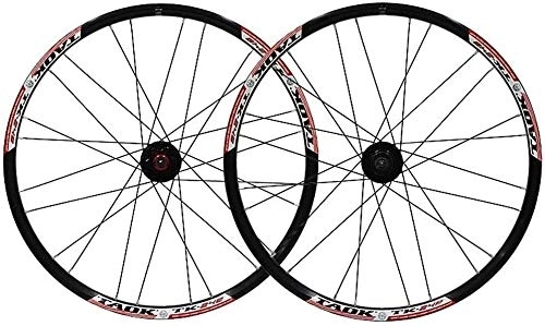 Mountain Bike Wheel : GDD Cycle Wheel Bike Wheel Set 24" MTB Wheel Double Wall Alloy Rim Tires 1.5-2.1" Disc Brake 7-11 Speed Palin Hub Quick Release 24H (Color : Red-B)