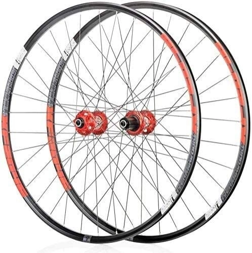 Mountain Bike Wheel : GDD Cycle Wheel Mountain bike wheels, bike wheelset 26 / 29 / 27.5 inches front rear wheelset double-walled rim quick release disc brake 32 holes 4 Palin 8-11 speed (Color : Red, Size : 29in)