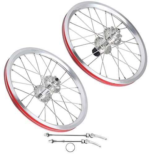 Mountain Bike Wheel : Germerse Folding Bike Wheelset, Mountain Bike Wheelset, Durable Aluminium Alloy Bike Wheelset Outdoor Mountain Bike for V Brake Road Bike(Silver)