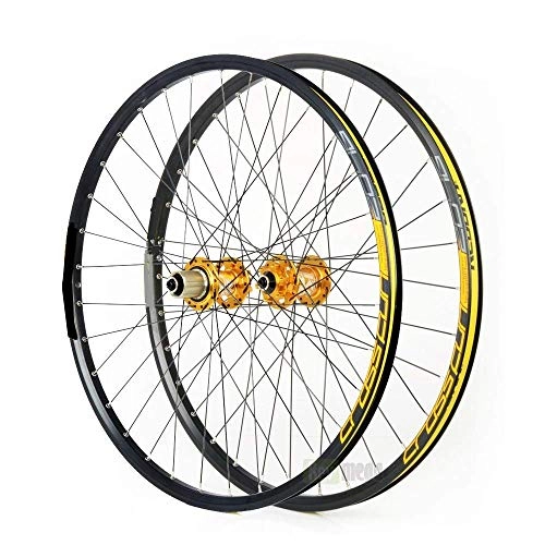 Mountain Bike Wheel : Gimitunus 26" Wheelset Mountain Bike Disc MTB Road Wheels (Color : Gold)