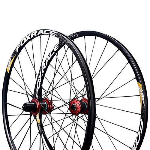 Mountain Bike Wheel : GJZhuan 27.5" / 29" Mountain Bike Wheelset Double Walled Aluminum Alloy Rim Disc Brake Carbon Fiber Hub TA / QR 304 Stainless Steel ED Spokes 7 / 8 / 9 / 10 / 11 / 12 Speed (Color : Red, Size : QR)