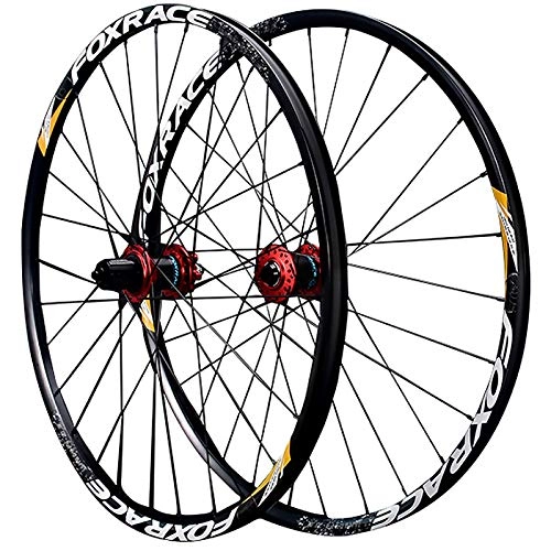 Mountain Bike Wheel : GJZhuan Mountain Bike Wheelset 27.5 / 29 Inch Thru Axle / QR Disc Brake Super Light Double Walled Aluminum Alloy MTB Bicycle Wheels Set Carbon Hub 7 / 8 / 9 / 10 / 11 / 12 Speed (Color : Red, Size : QR)