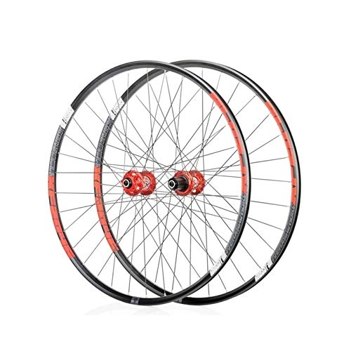 Mountain Bike Wheel : GLING Mountain Bike Wheel Sets 26" / 27.5" / 29" Disc Quick Release, Classic Mountain Front 2 Rear 4 Bearing 6 Paw 72 Ring Wheel Set, Standard 8-11 Speed Tower Base Drive System (Color : Red-26)